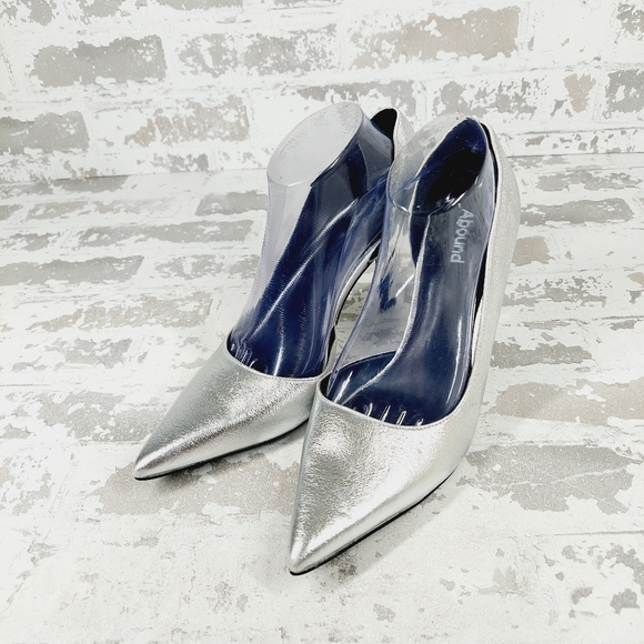 NEW Abound Iris D'orsay Pump In Silver Metallic Pointy Toe Heels X126 - Picture 2 of 16